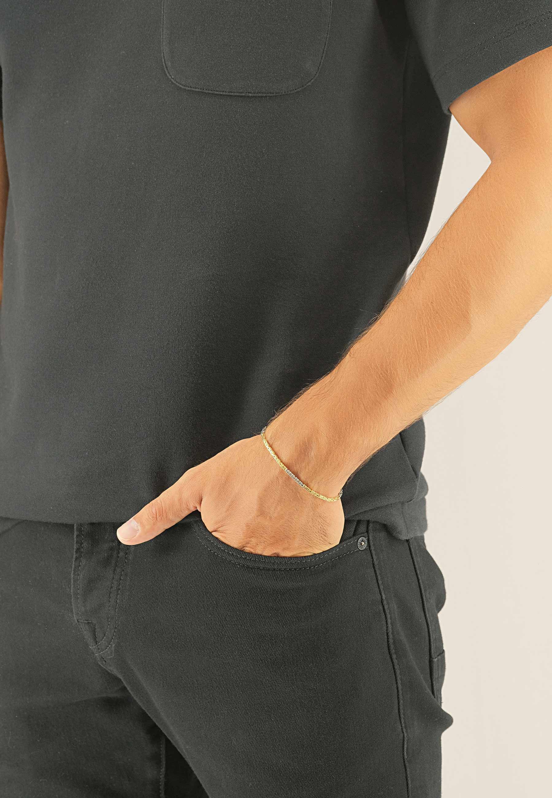 MUAU Schmuck  Bracelet chaine royale bicolore or jaune/or blanc 750, 2mm, 19cm 