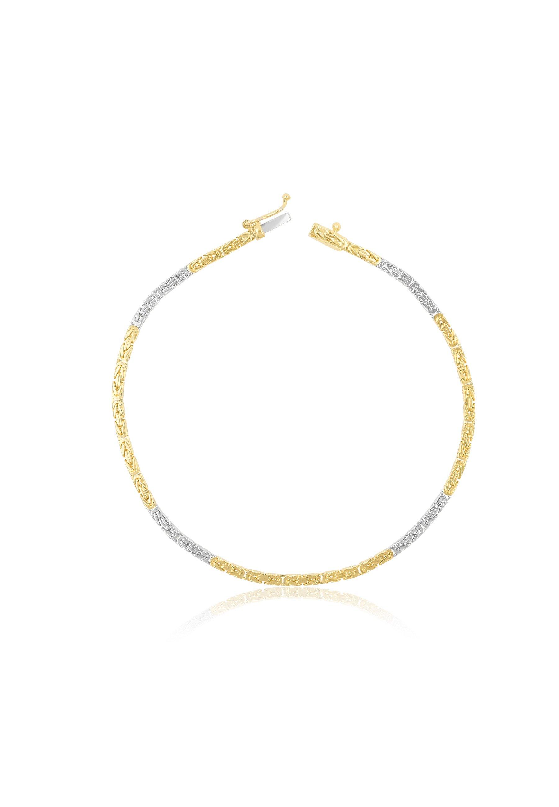 MUAU Schmuck  Bracelet chaine royale bicolore or jaune/or blanc 750, 2mm, 19cm 