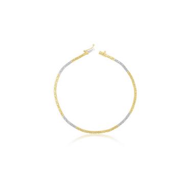 Bracelet chaine royale bicolore or jaune/or blanc 750, 2mm, 19cm