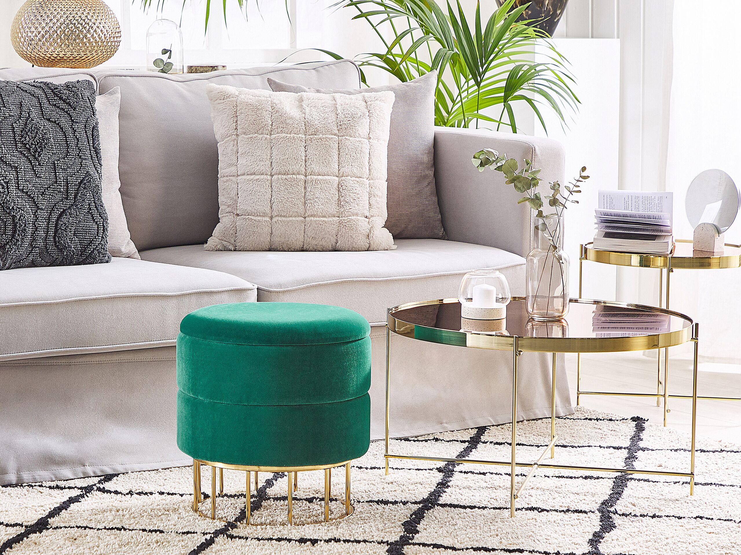 Beliani Pouf contenitore en Velluto Glamour ELGIN  