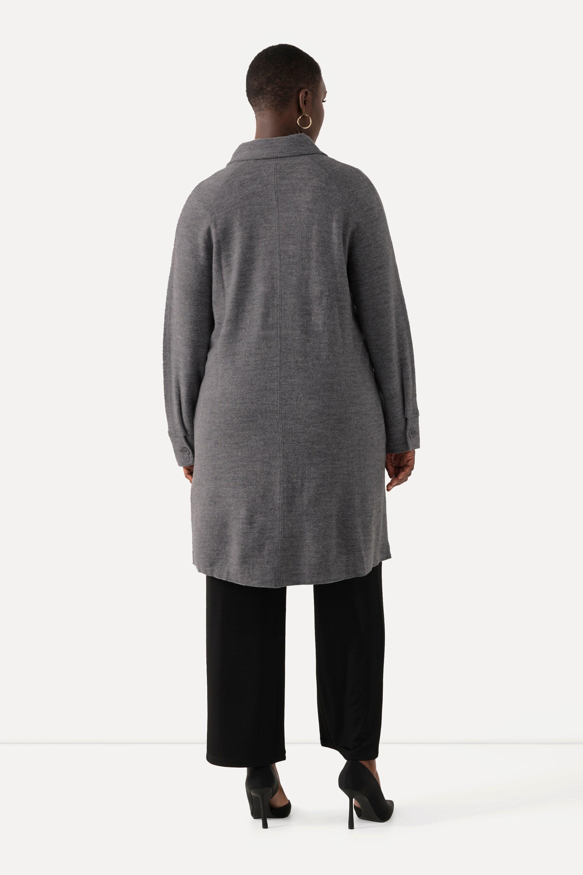 Ulla Popken Cappotto Lana Cotta Colletto Camicia Cerniera Doppio Cursore  