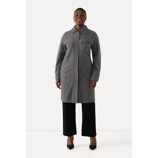 Ulla Popken Cappotto Lana Cotta Colletto Camicia Cerniera Doppio Cursore  