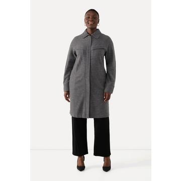Mantel, Boiled Wool, Hemkragen, 2-Wege-Zipper