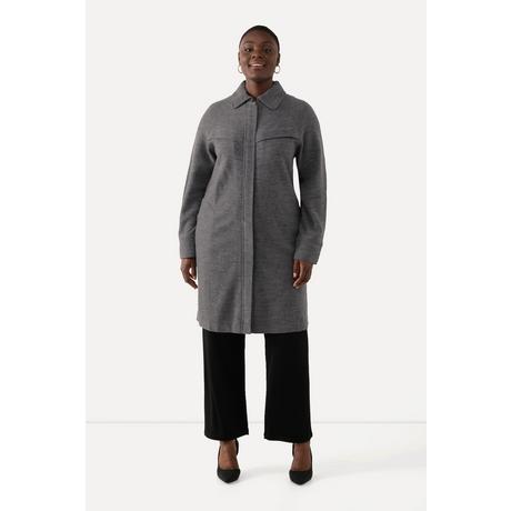 Ulla Popken Cappotto Lana Cotta Colletto Camicia Cerniera Doppio Cursore  