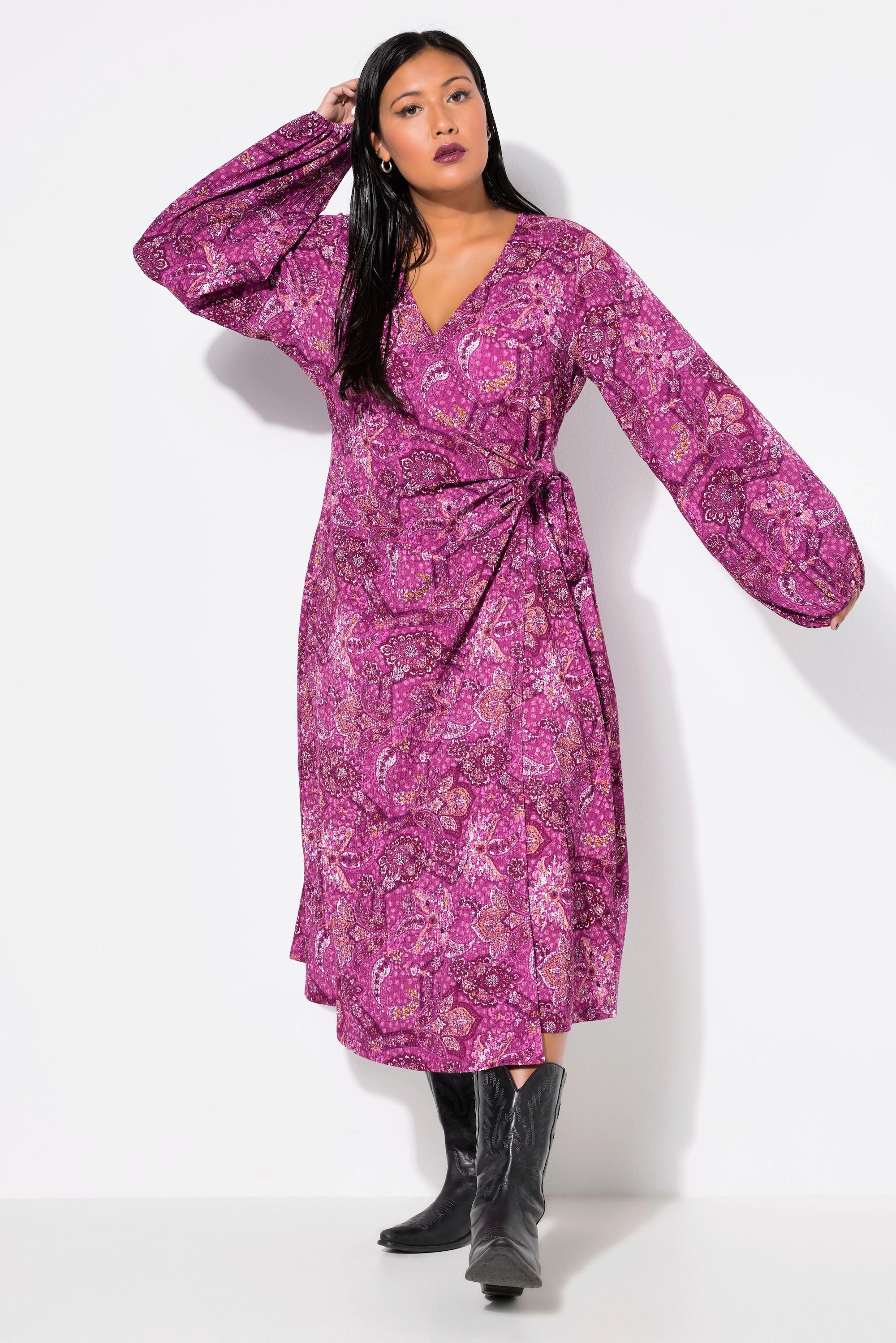 Studio Untold Maxi Wickelkleid Straight Shape Alloverprint Ballonärmel  