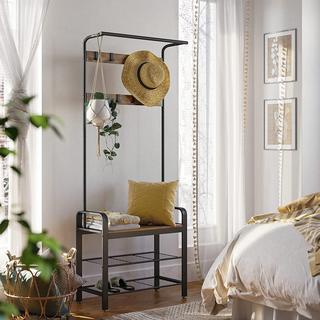 Calicosy Garderobenständer mit 9 Haken und Schuhbank  