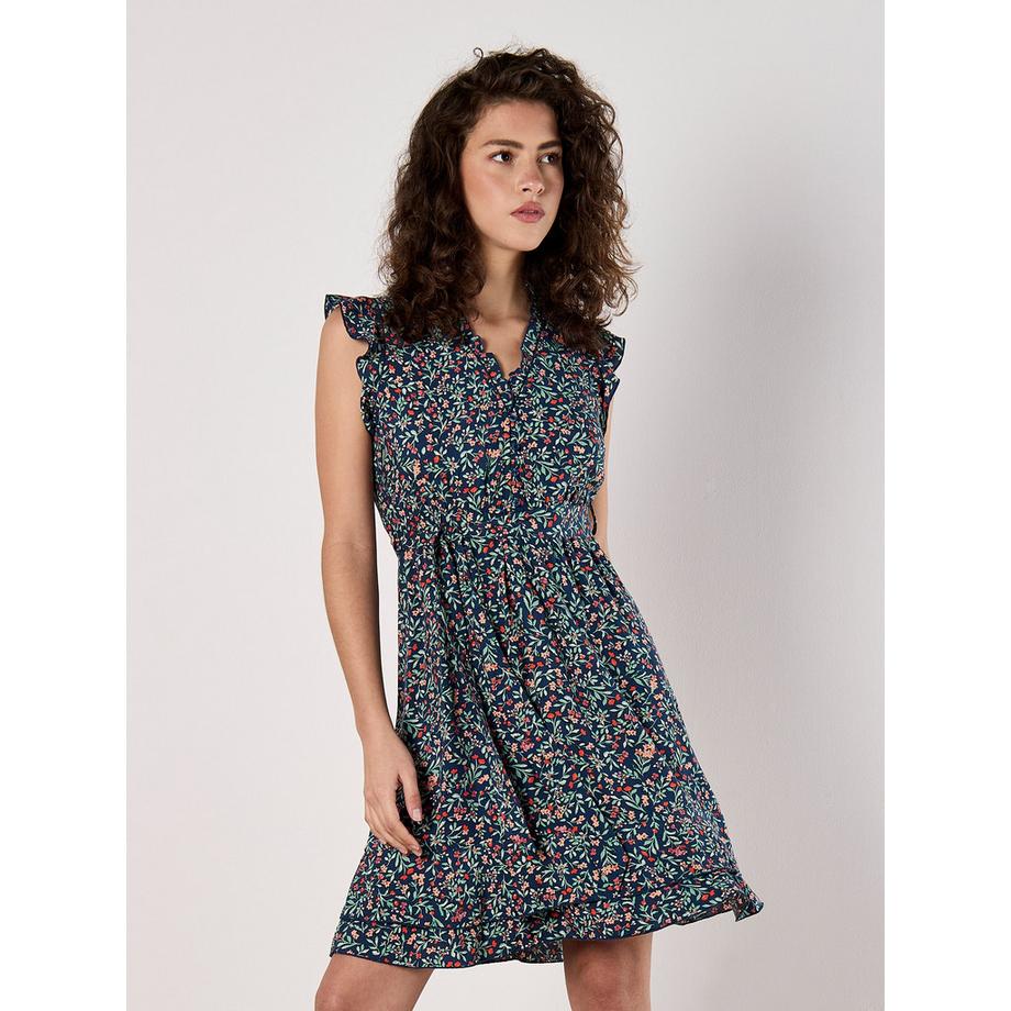Blumenwald-Rüschen-Ditsy-Kleid