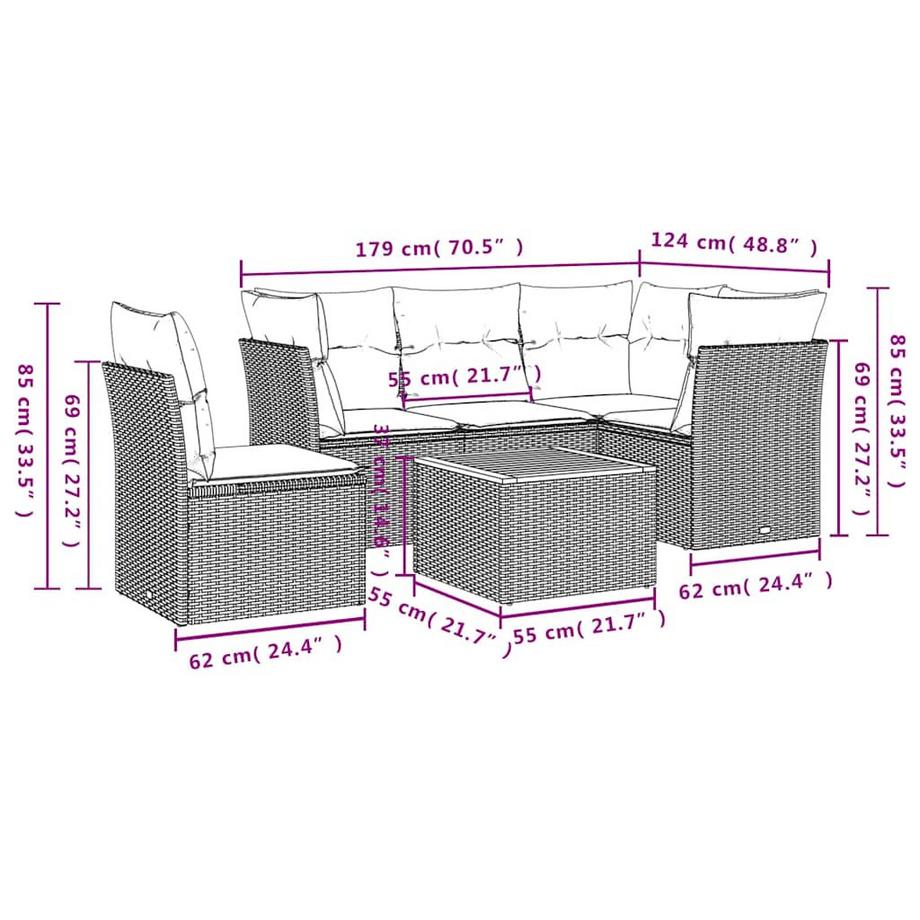 VidaXL Garten sofagarnitur poly-rattan  