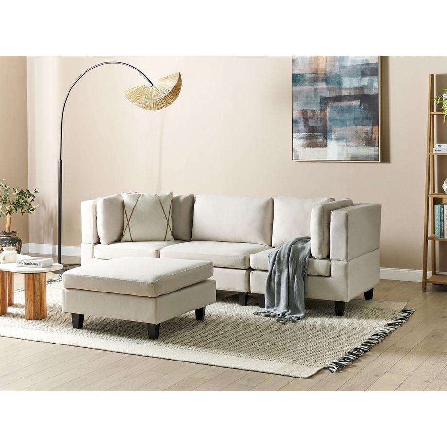 Beliani Canapé avec pouf en Tissu  UNSTAD  