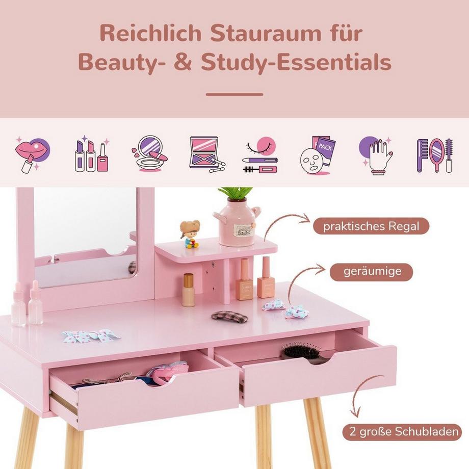 Northix  Ensemble de coiffeuse pour enfants, 2 en 1 