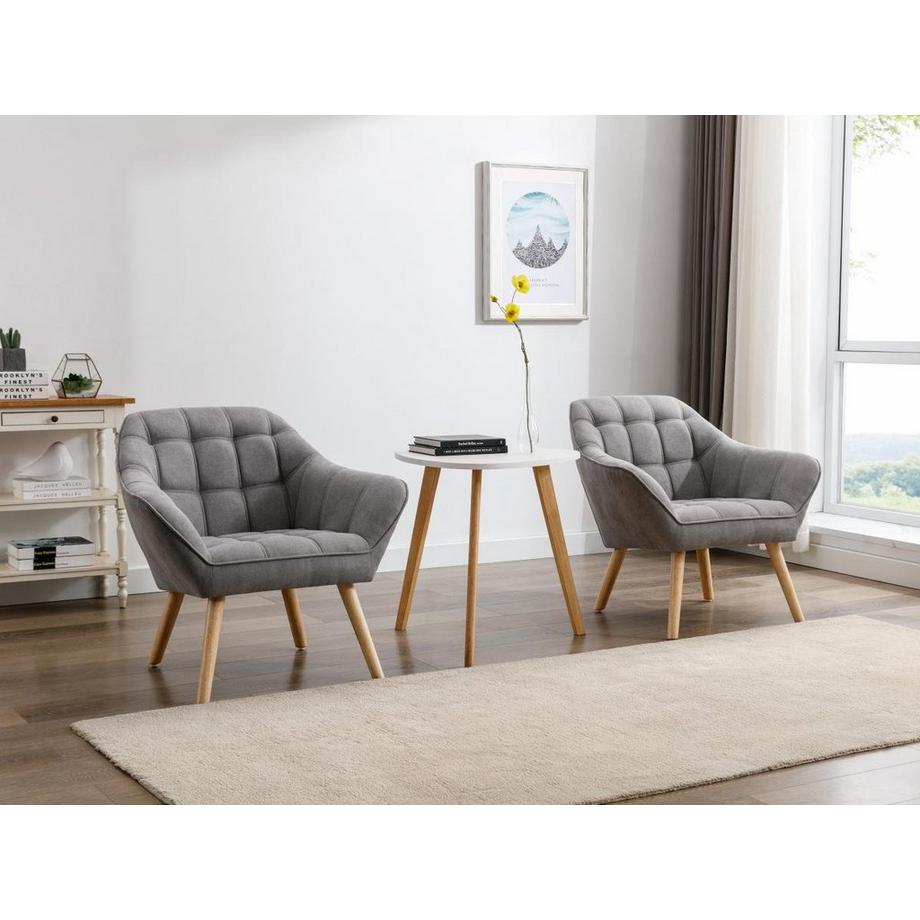 Vente-unique Canapé 2 places et fauteuil en tissu gris CASERTA  