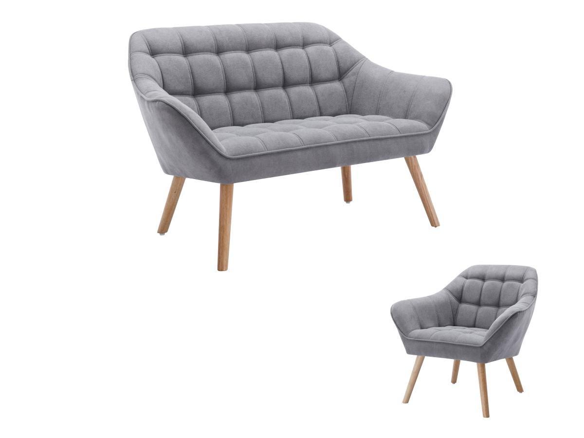 Vente-unique Sofa 2-Sitzer & Sessel - Stoff - Grau - CASERTA  