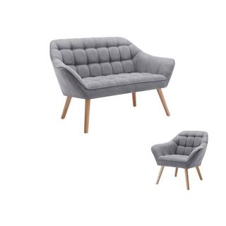 Vente-unique Sofa 2-Sitzer & Sessel - Stoff - Grau - CASERTA  