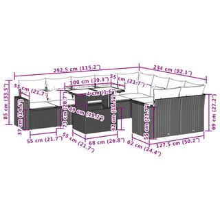 VidaXL Ensemble de canapés de jardin rotin synthétique  