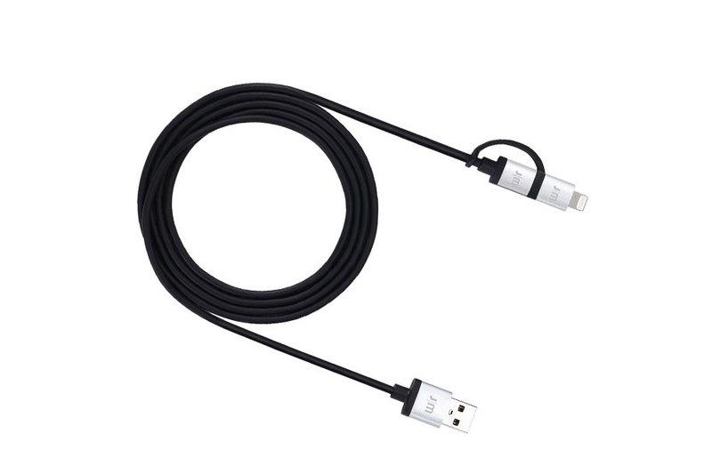 justmobile  AluCable Duo cavo USB 1,5 m USB A Micro-USB B/Lightning Alluminio, Nero 