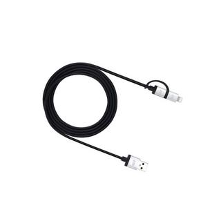justmobile  AluCable Duo câble USB 1,5 m USB A Micro-USB B/Lightning Aluminium, Noir 