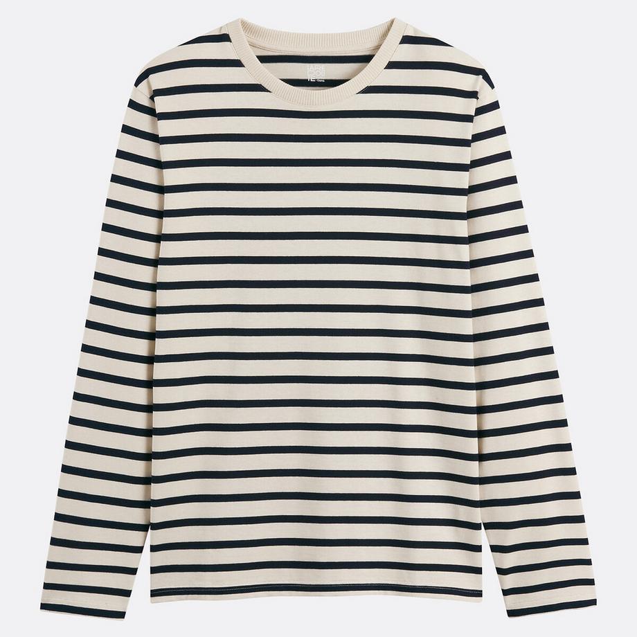 La Redoute Collections T-shirt Manches Longues Col Rond Rayé  