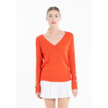 Maglione con scollo a V e fascia sulle maniche - 100% cashmere RIA 1