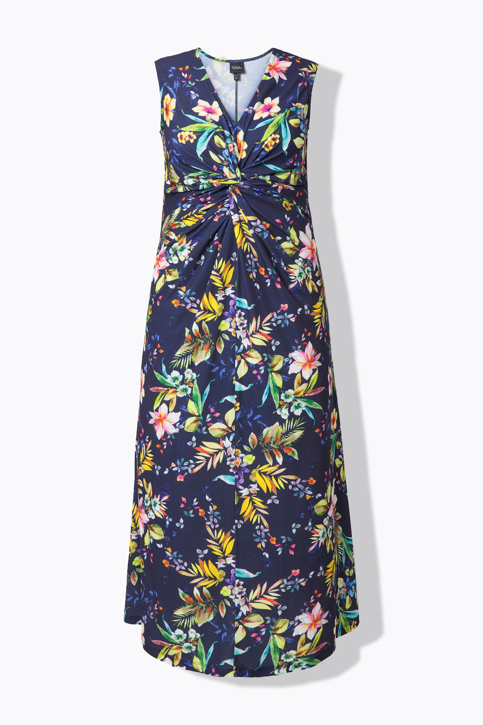 Ulla Popken Jersey Maxikleid Blütenmuster Drapierung  