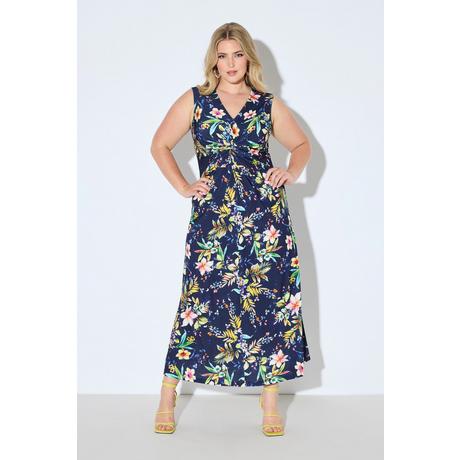 Ulla Popken Jersey Maxikleid Blütenmuster Drapierung  