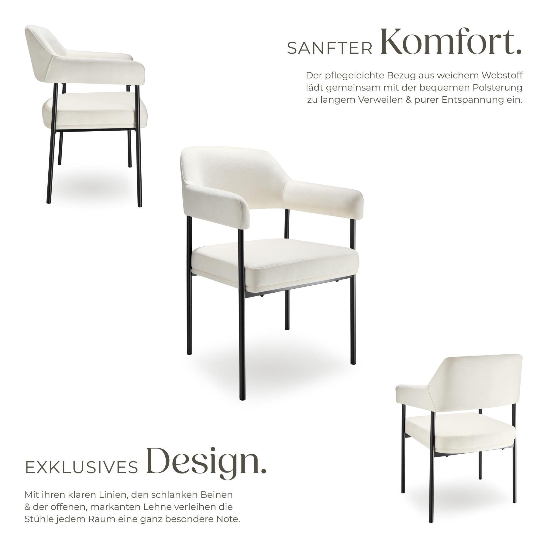 Tectake Armlehnstuhl Doé, gepolstert, Stahlbeine  