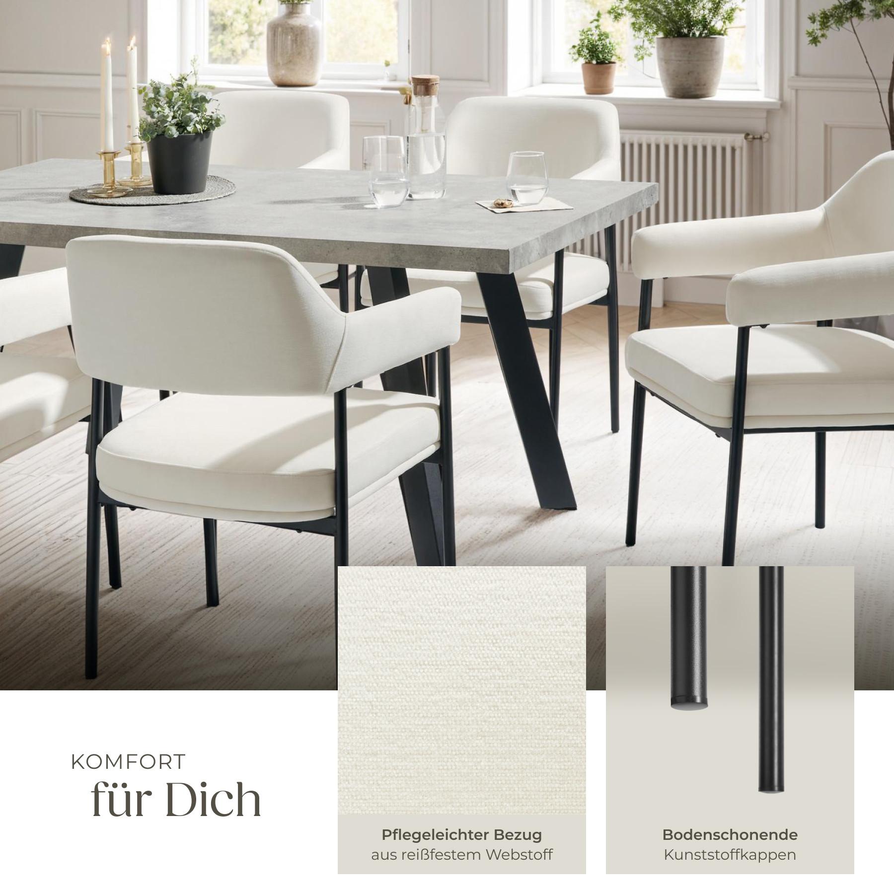 Tectake Armlehnstuhl Doé, gepolstert, Stahlbeine  