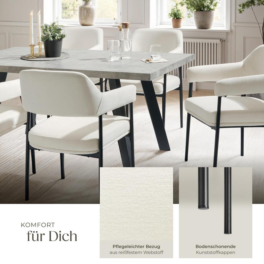 Tectake Armlehnstuhl Doé gepolstert durchgehende Lehne  