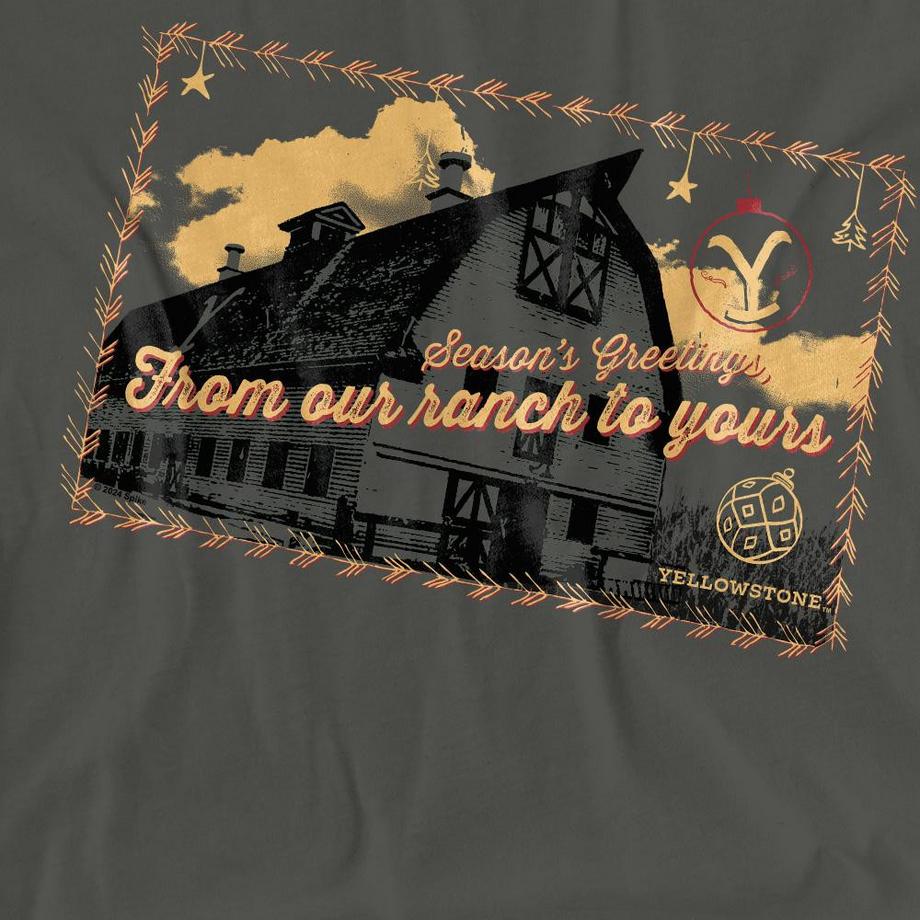 Yellowstone T-Shirt Seasons Greetings avec Motif de Fêtes  