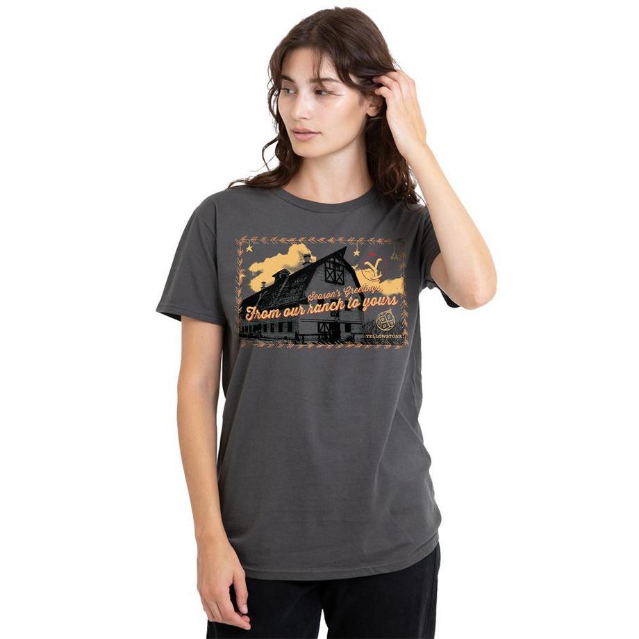 Yellowstone T-Shirt Seasons Greetings avec Motif de Fêtes  