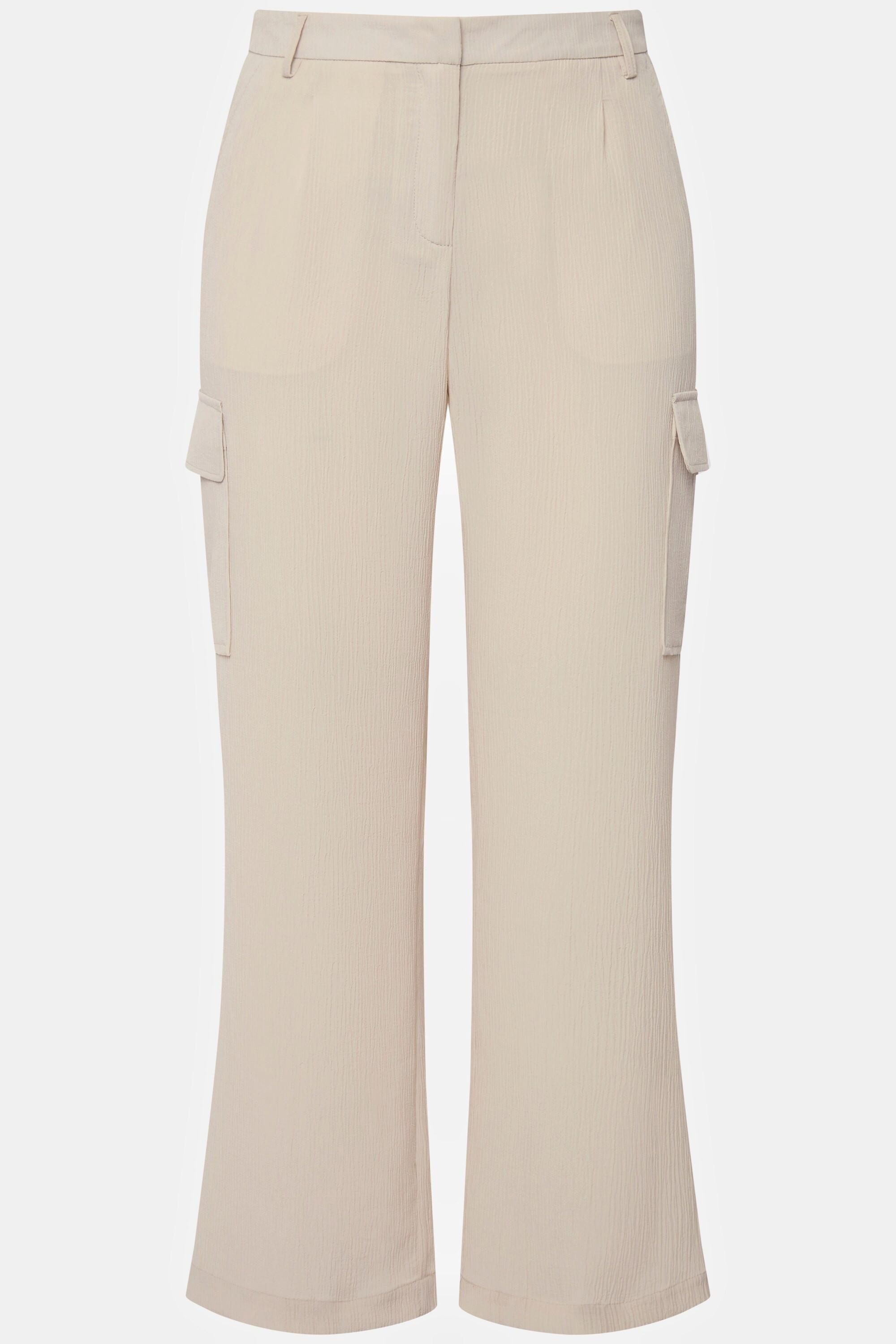 Ulla Popken  Pantalon cargo à jambe large. Poches cargo et agrafe de fermeture. 