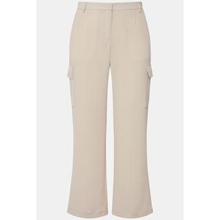 Ulla Popken  Pantalon cargo à jambe large. Poches cargo et agrafe de fermeture. 