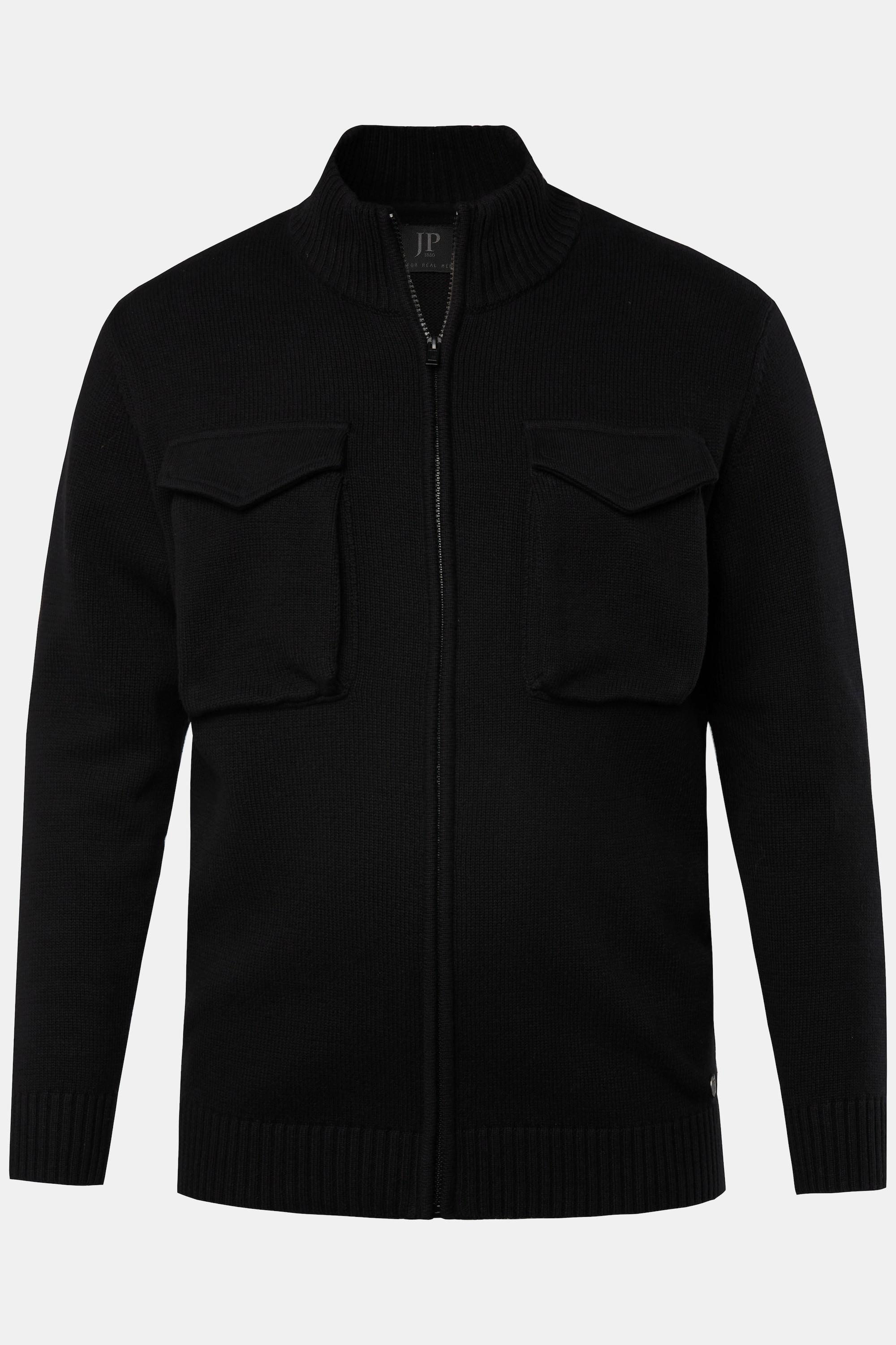JP1880 Strickjacke Pattentaschen Stehkragen Zipper  