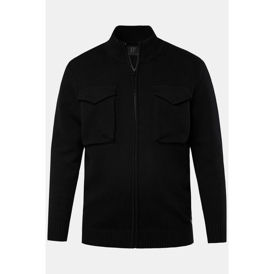 JP1880 Strickjacke Pattentaschen Stehkragen Zipper  