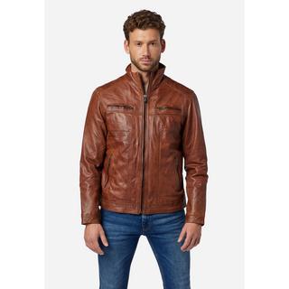 RICANO  Veste en cuir pour homme Albert - Style classique avec col montant 