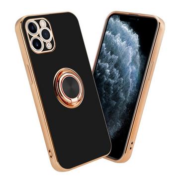 Housse compatible avec Apple iPhone 11 PRO MAX avec anneau - Coque de protection en silicone TPU flexible, avec protection pour appareil photo et support voiture magnétique