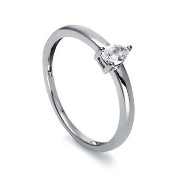 Solitär Ring 585/14K Weissgold Diamant 0.15ct.