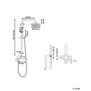 Beliani Duschset mit Mischbatterie und Regenbrause aus Messing Modern GURARA  