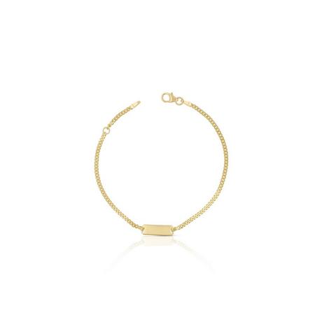 MUAU Schmuck  Bébé Bracelet Panzer Gelbgold 375, 14cm Gravurplatte 2.1cm 