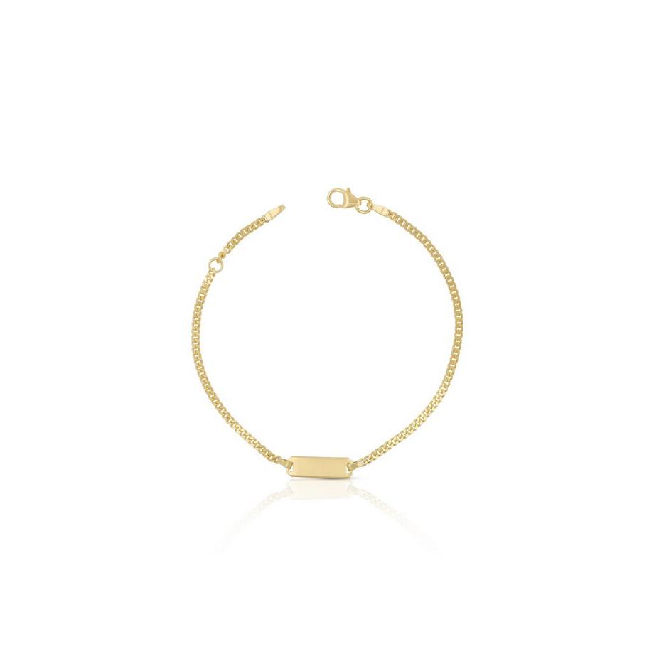 Bébé Bracelet Panzer Gelbgold 375, 14cm Gravurplatte 2.1cm