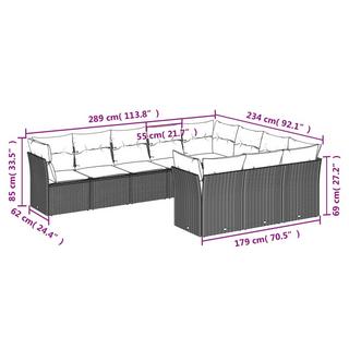 VidaXL Ensemble de canapés de jardin rotin synthétique  