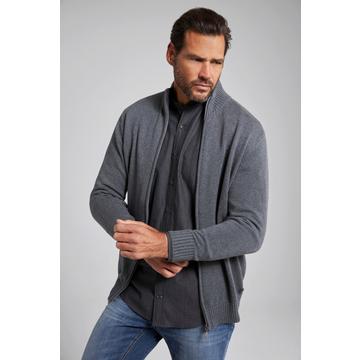 Cardigan con colletto alto e orli a costine