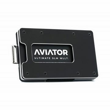Aviator Slim Wallet Slide, Obsidian Black Carbon Clip