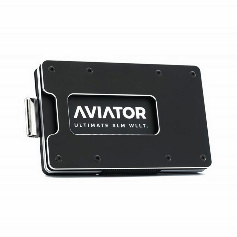 Aviator Slim Wallet Slide, Obsidian Black Carbon Clip