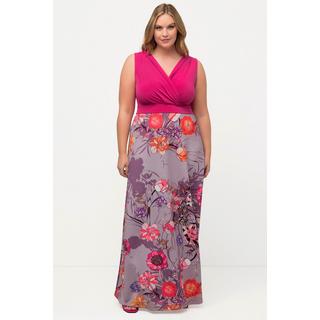 Ulla Popken  Robe maxi sans manches. Décolleté en V. Silhouette en A. Imprimé floral. 