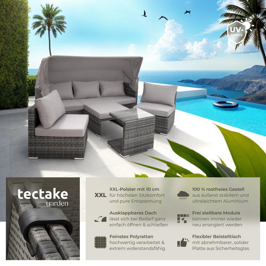 Tectake Rattan Lounge San Marino mit Aluminiumgestell für 5 bis 6 Personen  