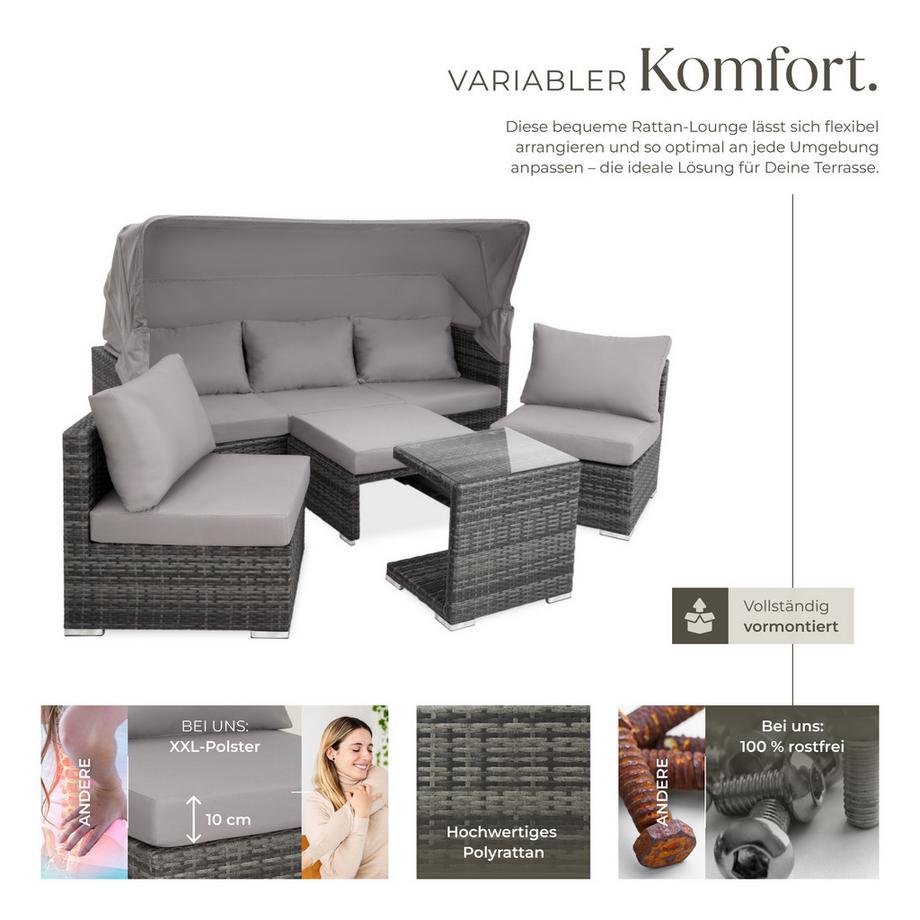 Tectake Rattan Lounge San Marino mit Aluminiumgestell für 5 bis 6 Personen  