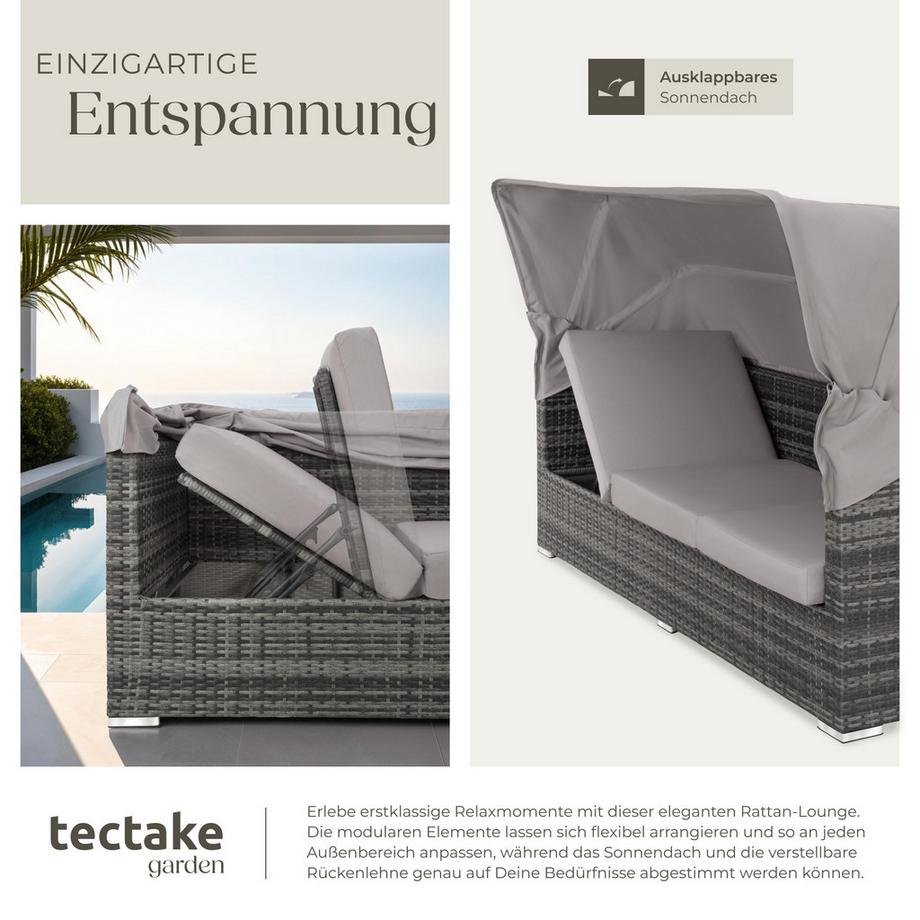 Tectake Rattan Lounge San Marino mit Aluminiumgestell für 5 bis 6 Personen  