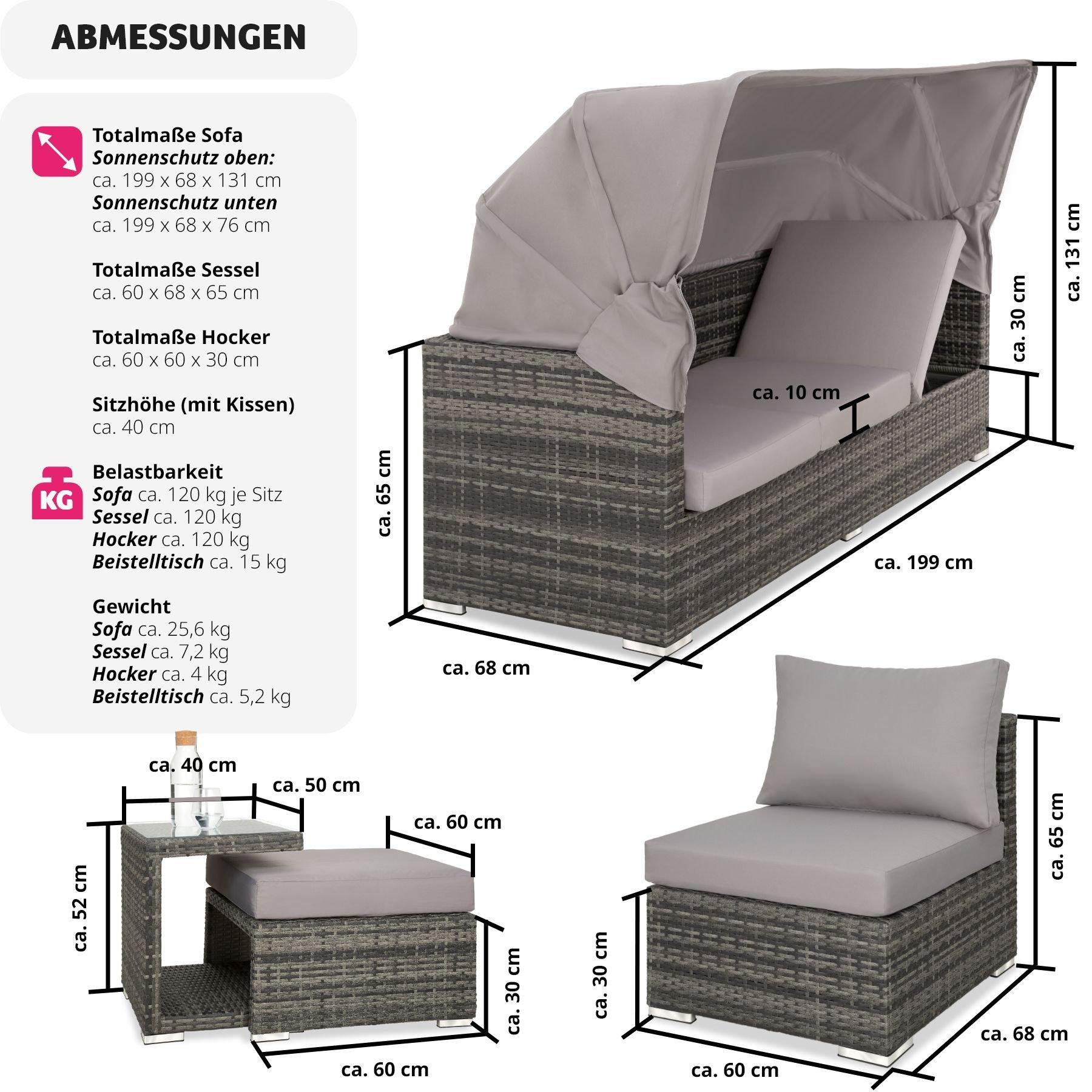 Tectake Canapé de jardin San Marino avec structure en aluminium  