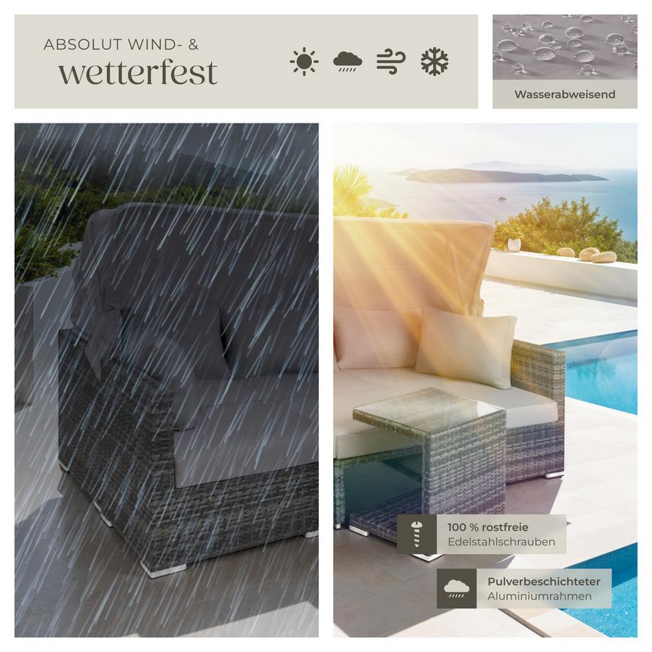 Tectake Lounge in rattan e alluminio San Marino resistente alle intemperie e ai raggi UV  