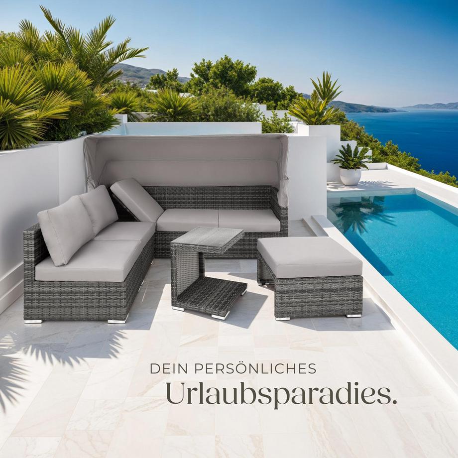 Tectake Lounge in rattan e alluminio San Marino resistente alle intemperie e ai raggi UV  